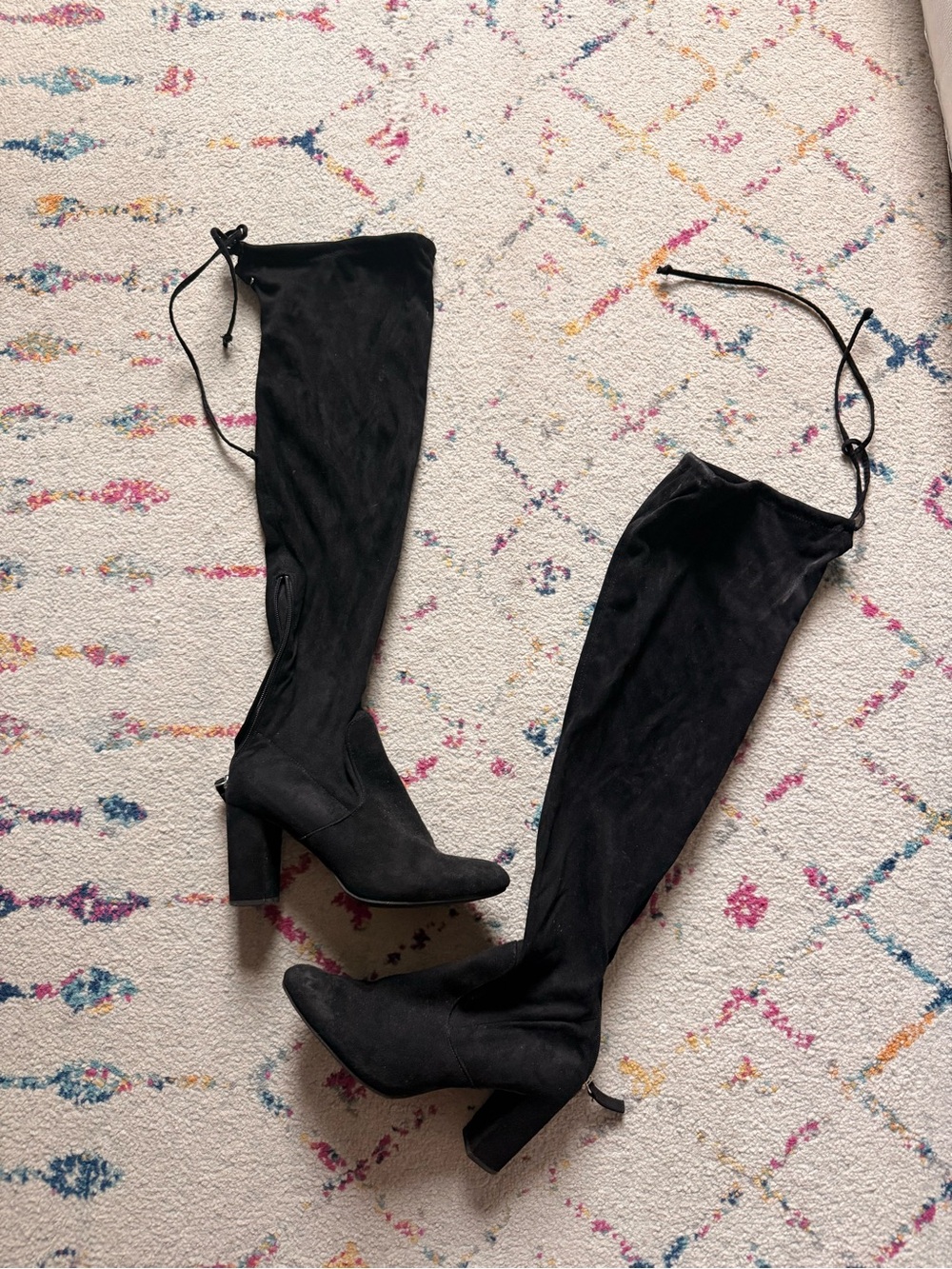 Francesca's Collections Black Over-the-Knee Suede Block Heel Boots